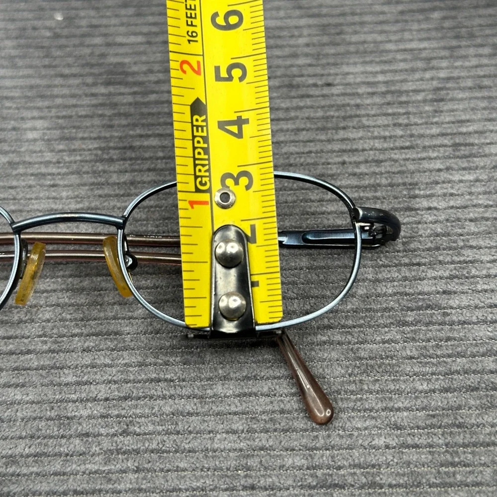 Guess Oval Y2K Eyeglasses Gunmetal Blue Metal Frame Bronze Temples Vintage Style